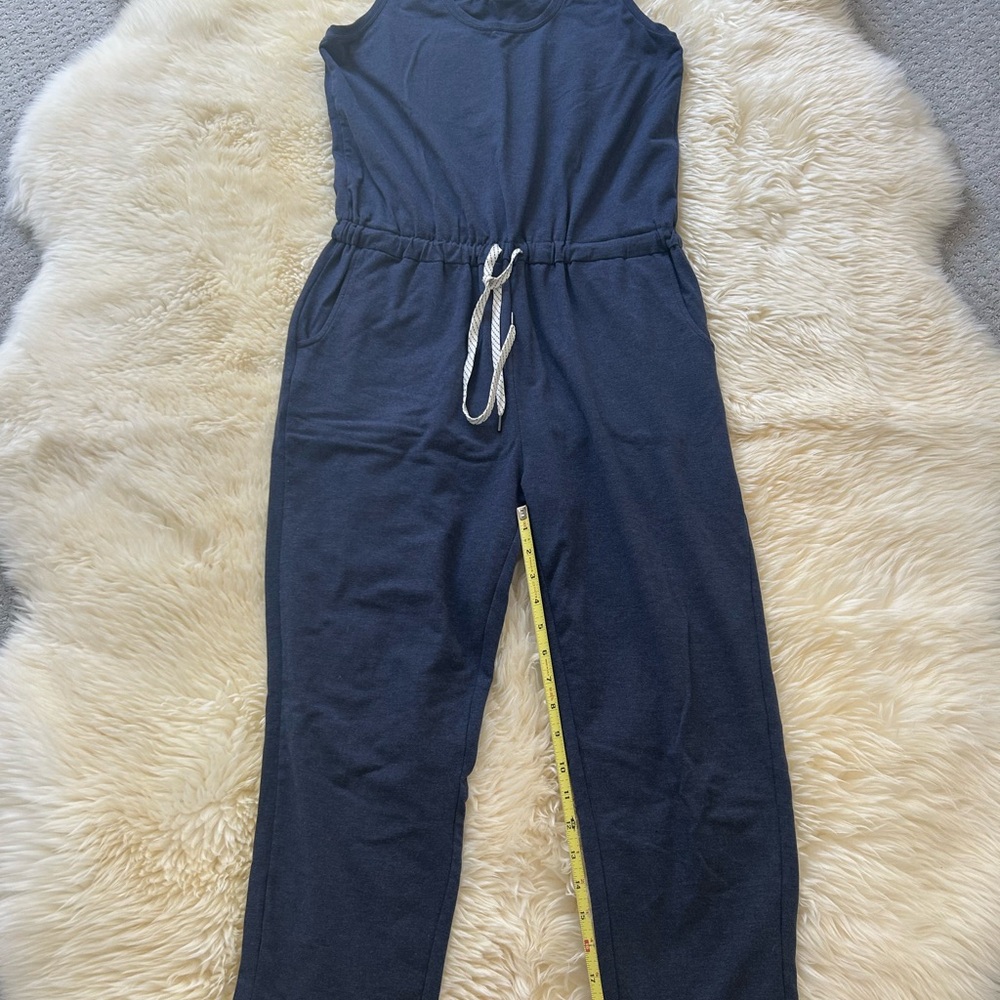 Zella Navy Blue Sleeveless Cotton Jumpsuit